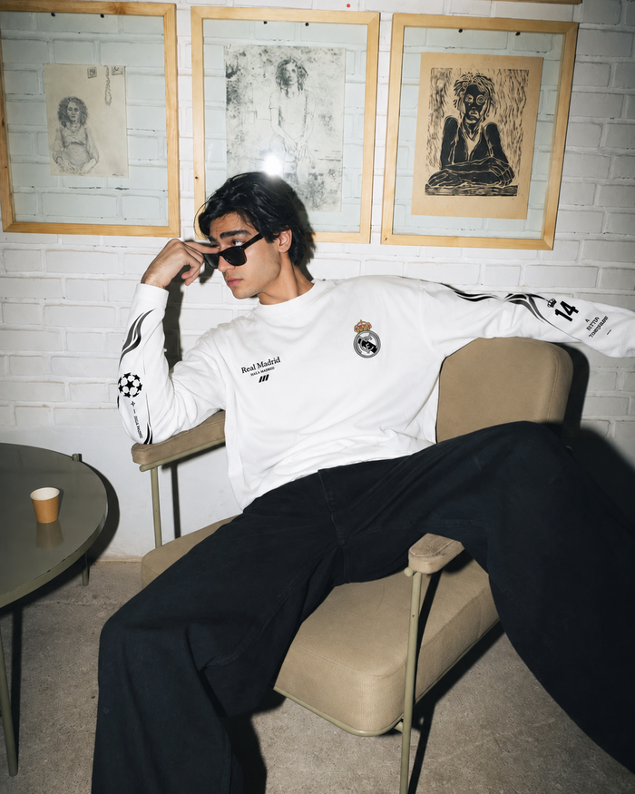 Real Madrid Hala Madrid Oversized Full Sleeve T-Shirt – White