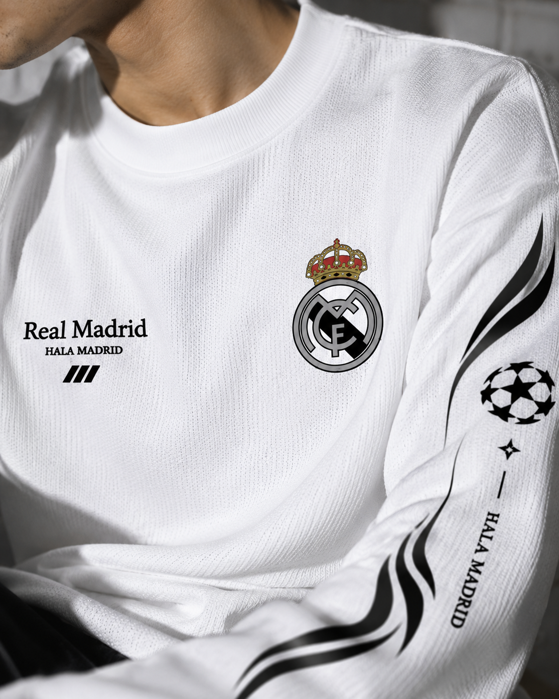 Real Madrid Hala Madrid Oversized Full Sleeve T-Shirt – White &mdash; photo 3