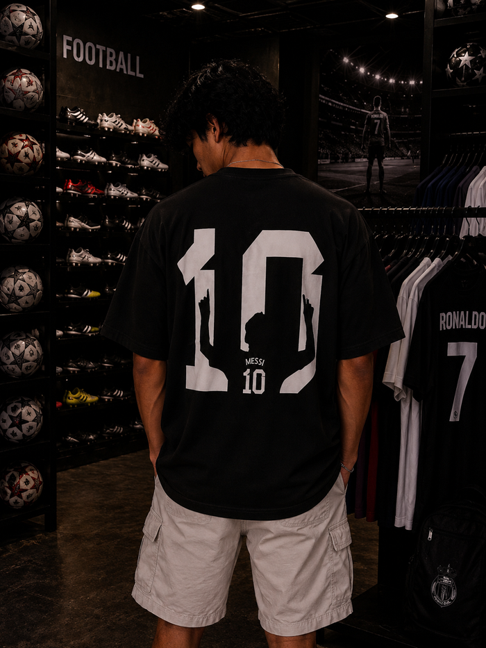 Messi Shadow Oversized T-Shirt – Football Legend Streetwear Edition