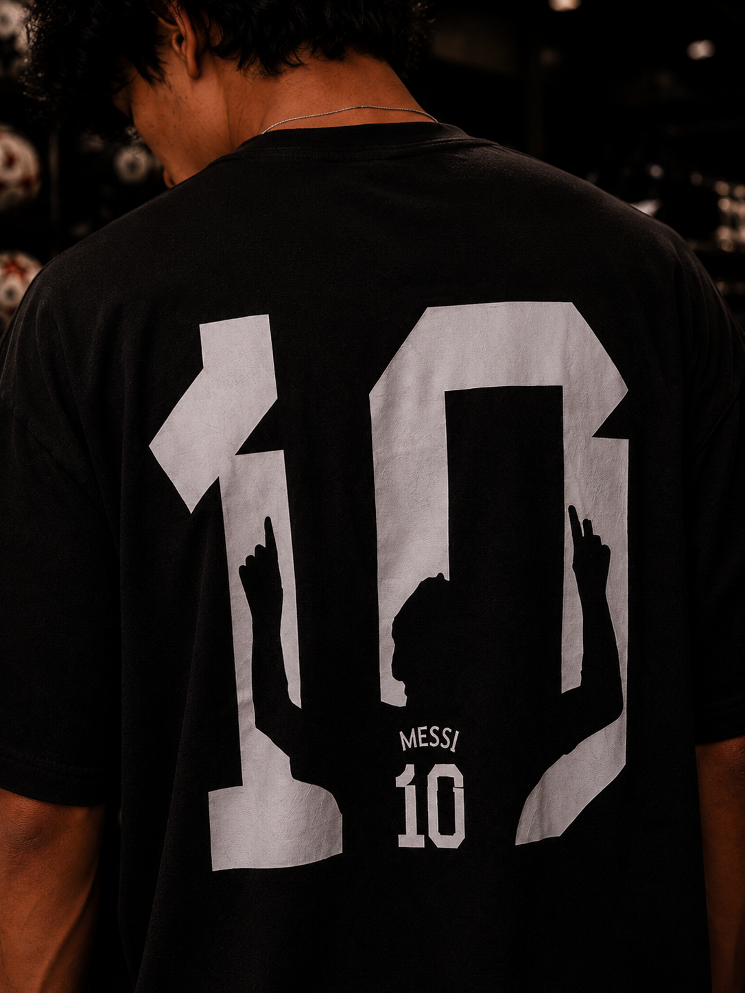 Messi Shadow Oversized T-Shirt – Football Legend Streetwear Edition