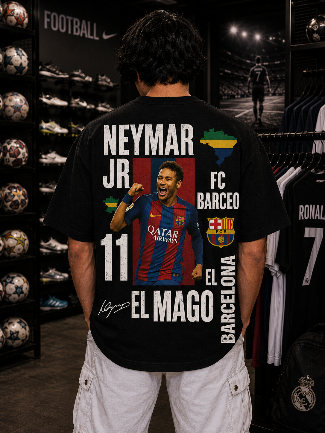 Neymar Jr. Oversized Tee – Football Star Edition