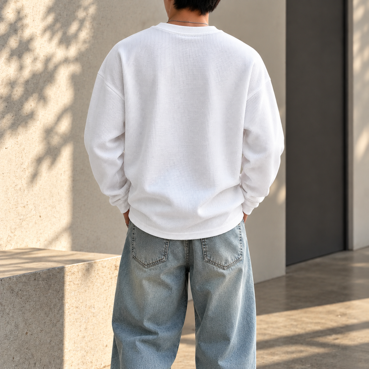 Waffle Tee With Long Sleeve (Pack of 2) <br> <br> 1 Black & 1 White Combo &mdash; photo 6