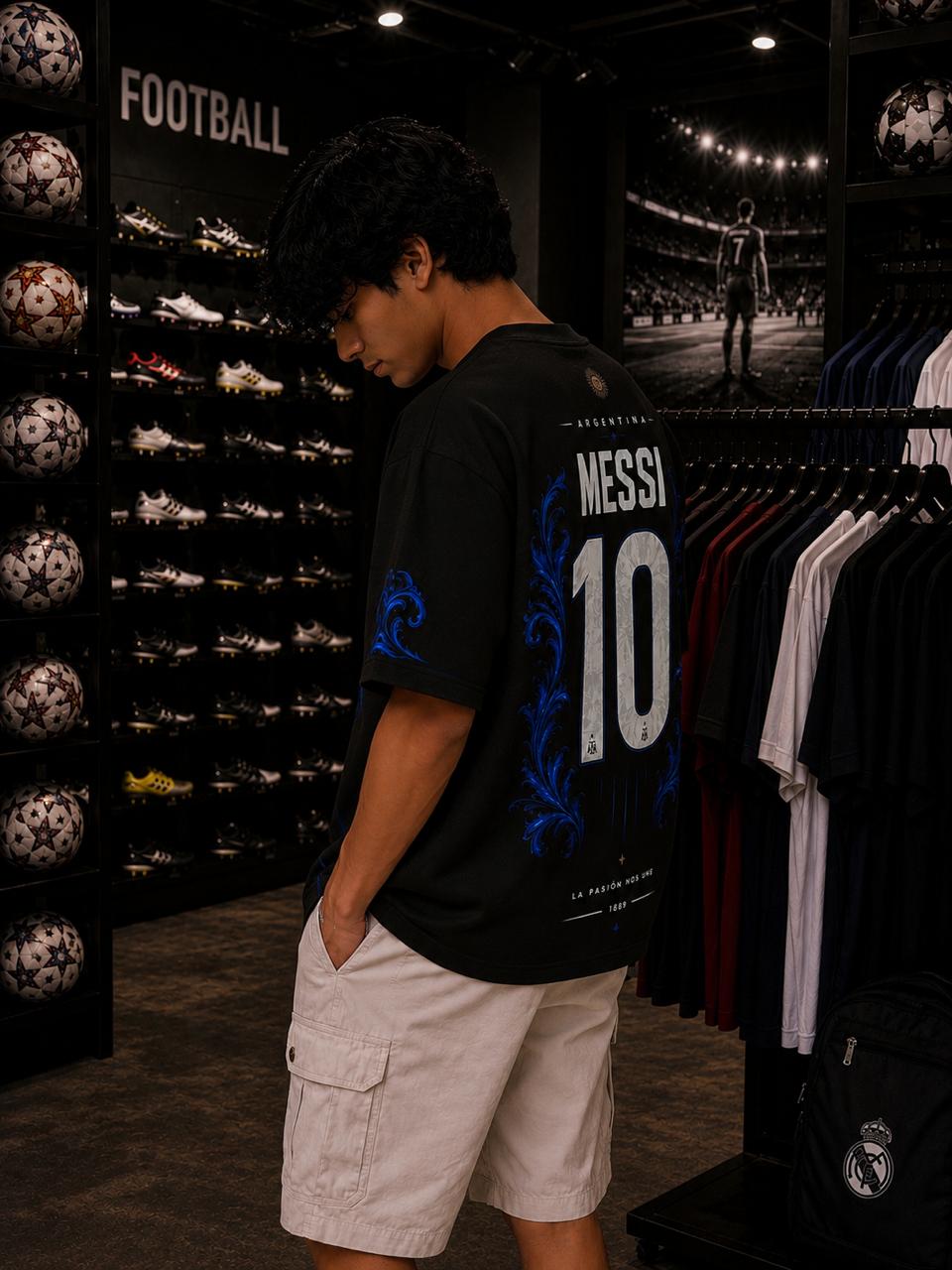Argentina Messi 10 Oversized T-Shirt – Midnight Blue Edition