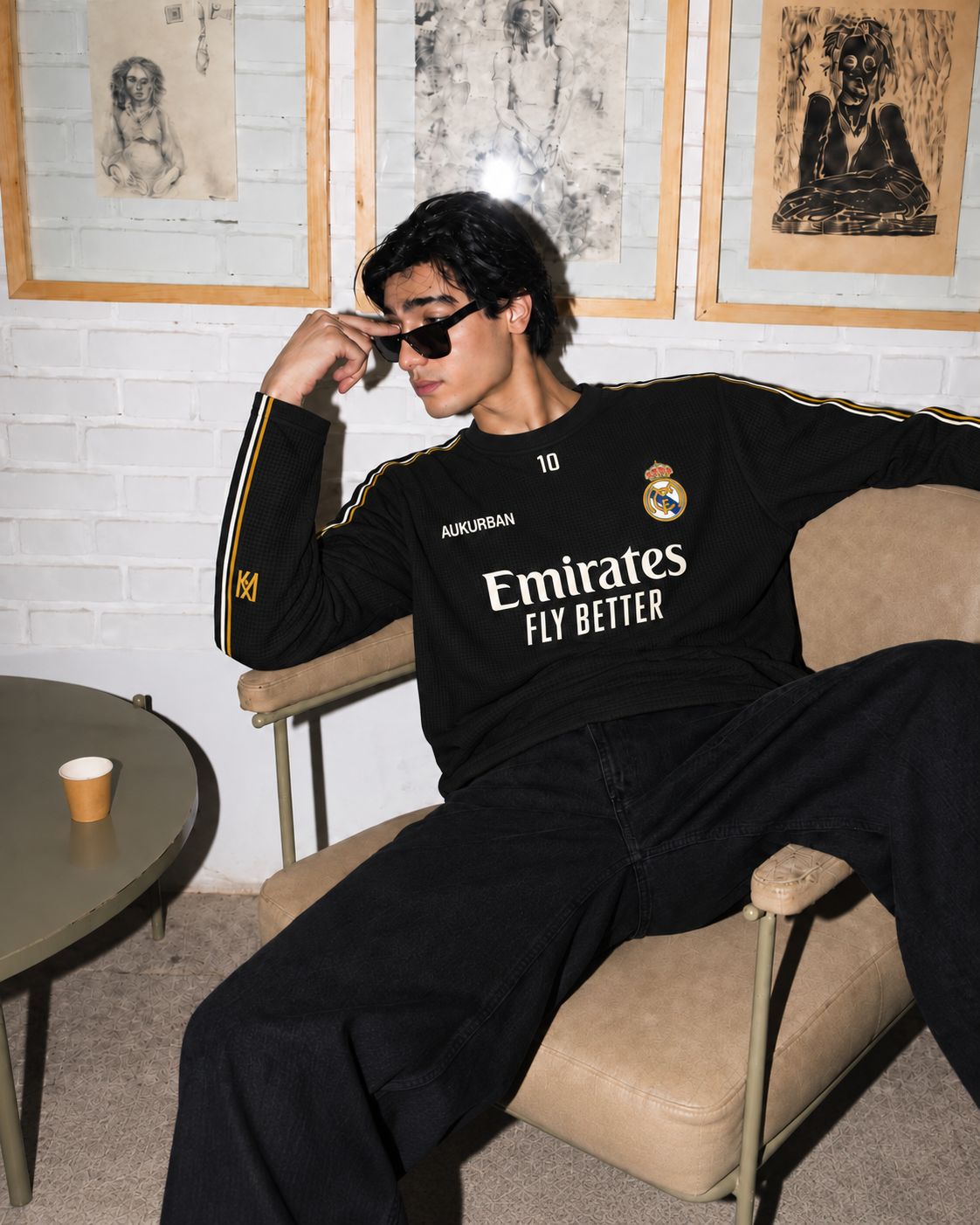 Mbappé 10 Waffle Knit Oversized Full Sleeve T-Shirt &mdash; photo 2