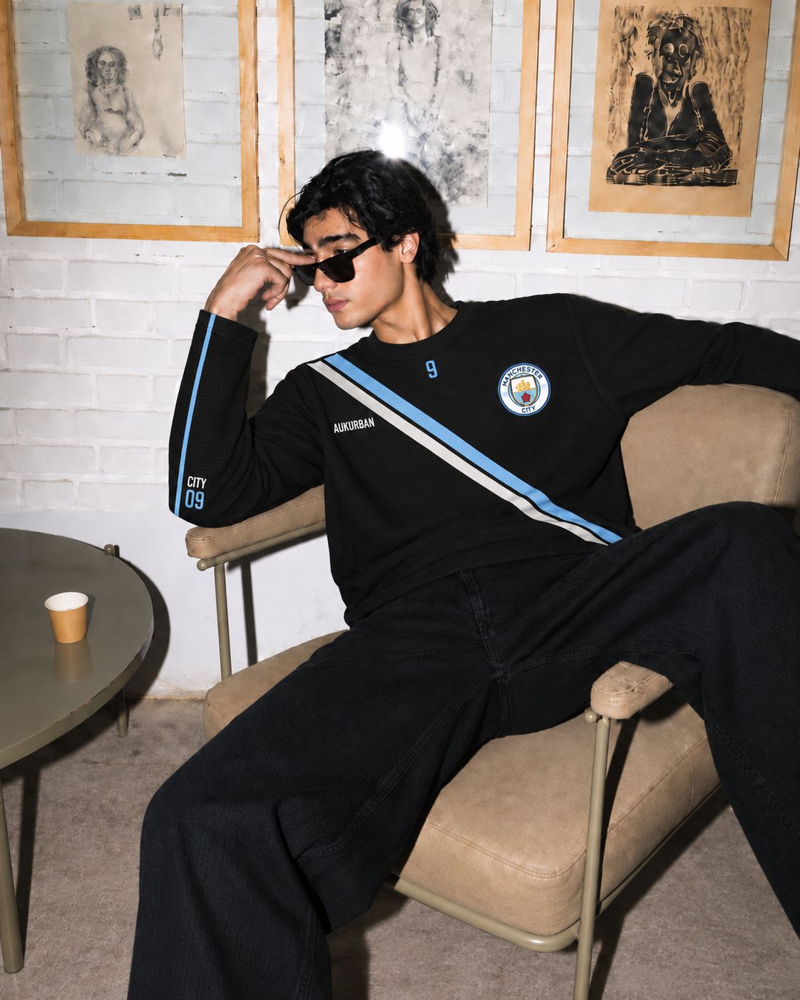 Haaland Manchester City 9 Waffle Oversized Full Sleeve T-Shirt &mdash; photo 2