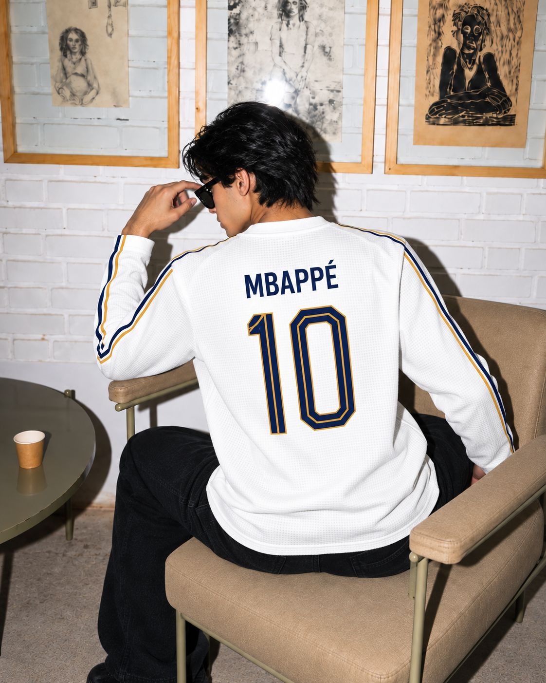 MBAPPÉ 10  MADRIDISTA ENERGY  Waffle Oversized Full Sleeve T-Shirt  ⚪💙💛 &mdash; photo 3