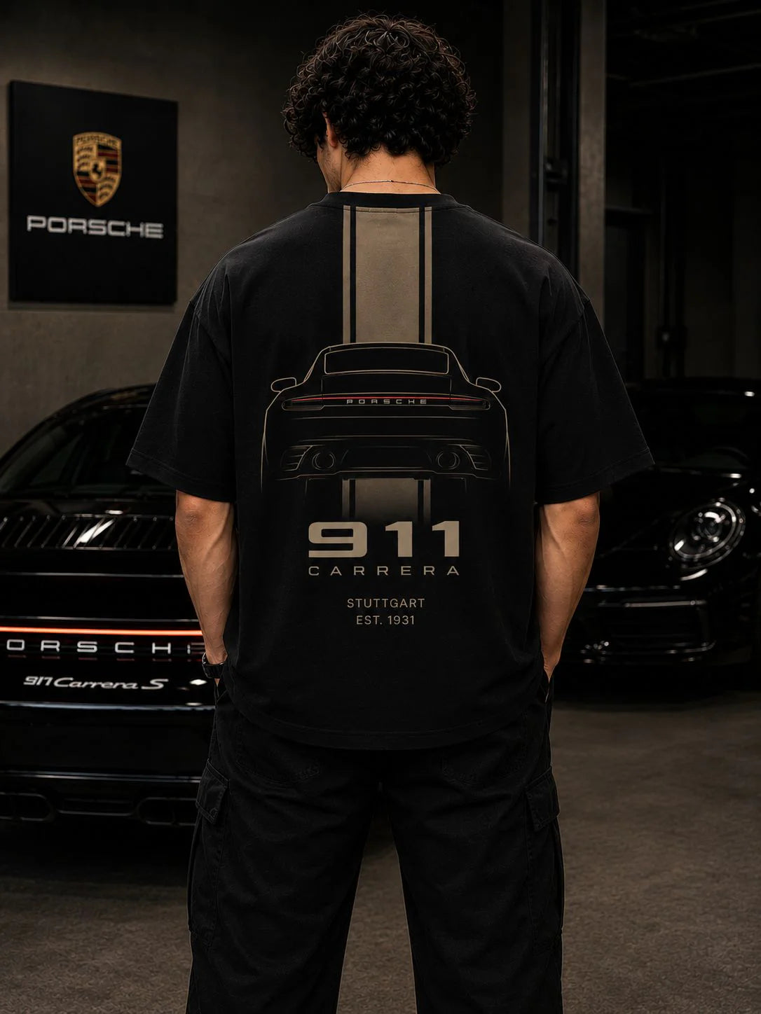 Porsche 911 Heritage Oversized Black T-Shirt | Premium Automotive Streetwear