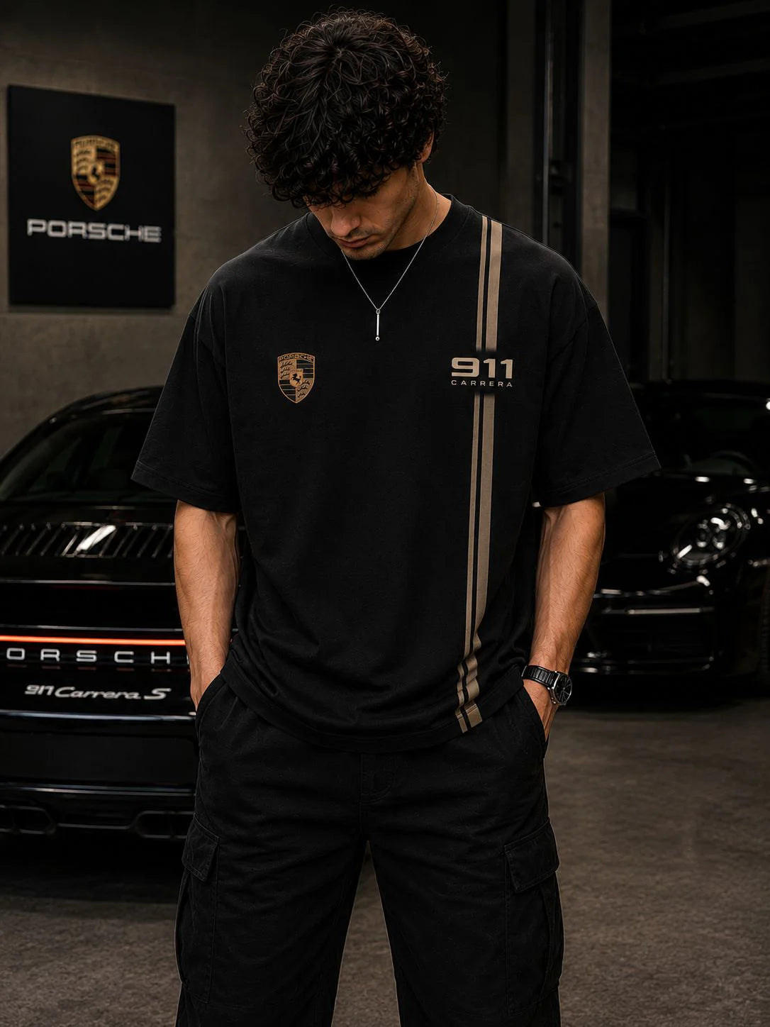 Porsche 911 Heritage Oversized Black T-Shirt | Premium Automotive Streetwear